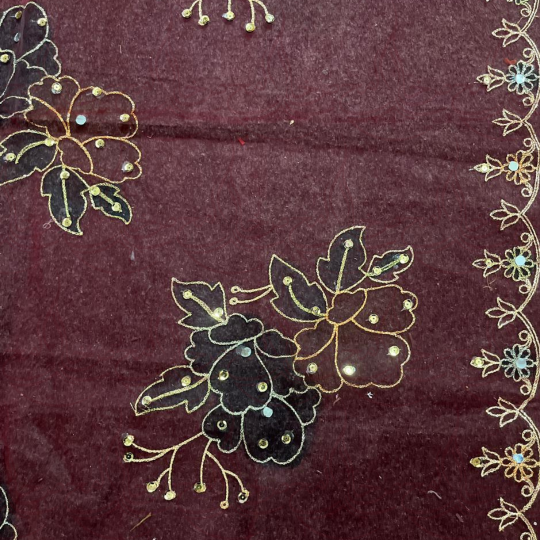 Hand Painted Mehroon Duppatta