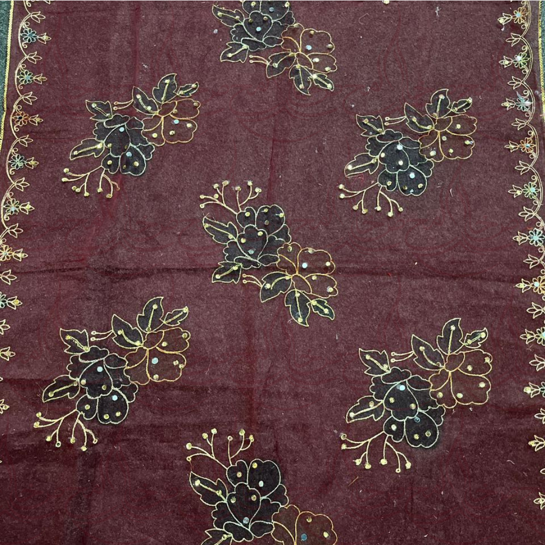 Hand Painted Mehroon Duppatta