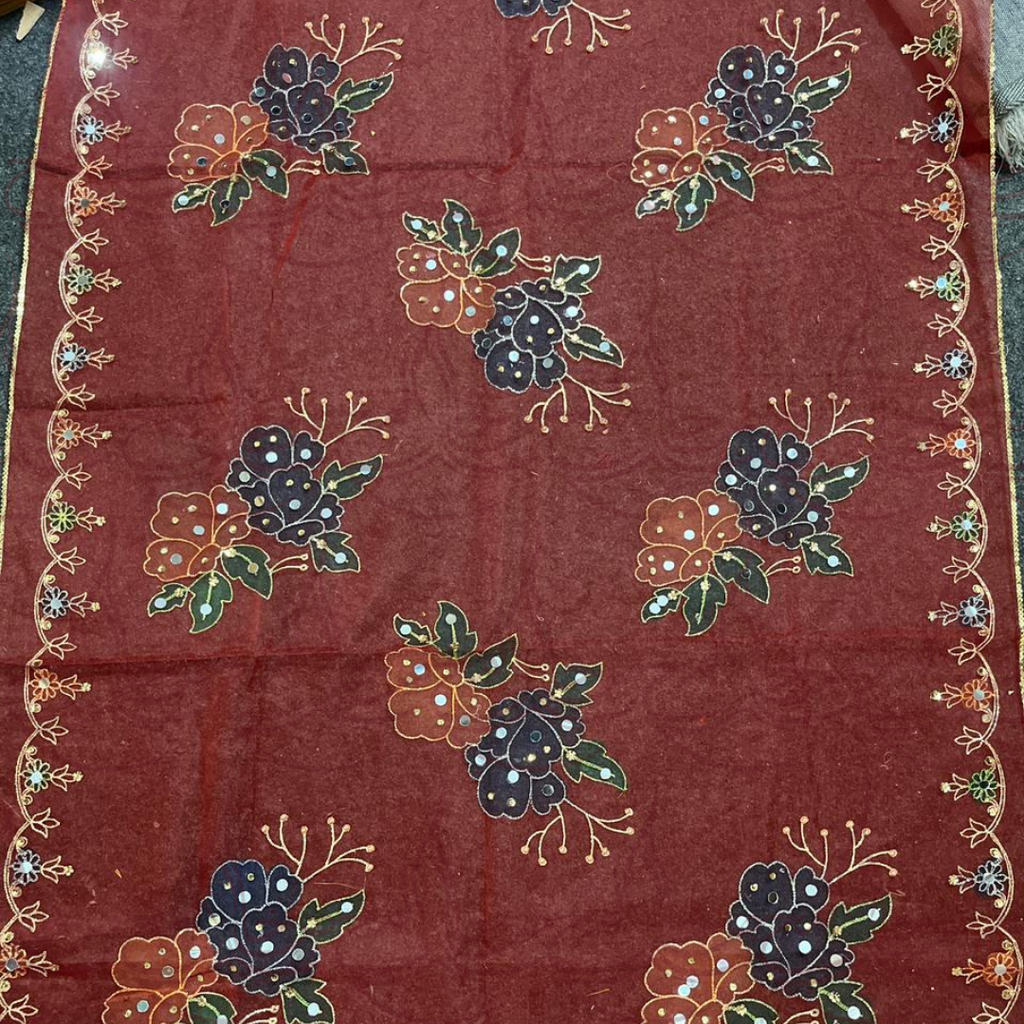 Hand Painted Red Duppatta