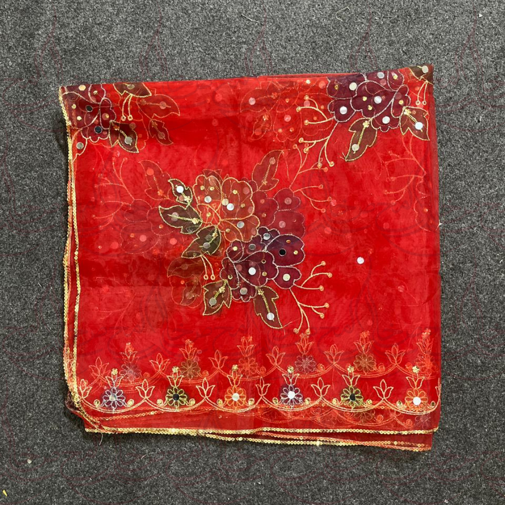 Hand Painted Red Duppatta
