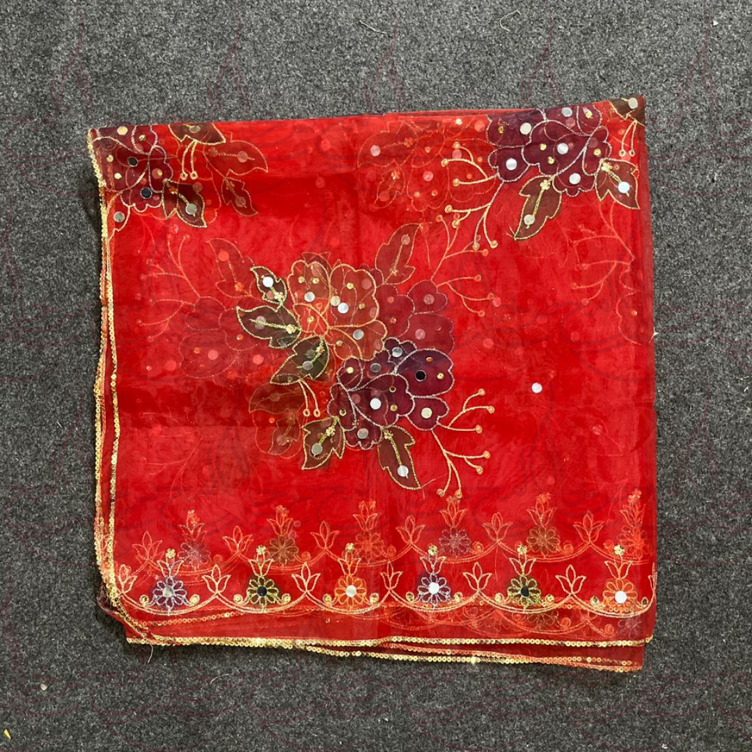 Hand Painted Red Duppatta