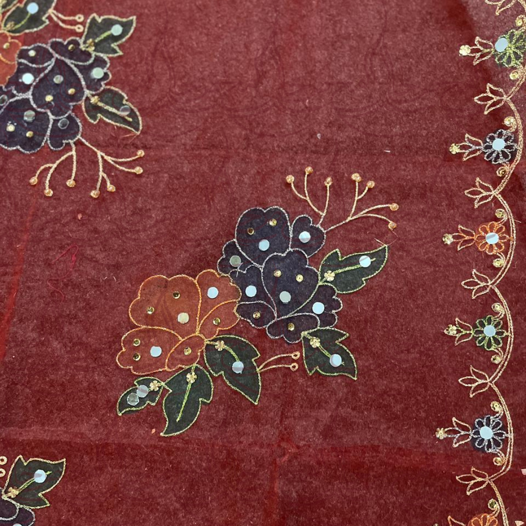 Hand Painted Red Duppatta