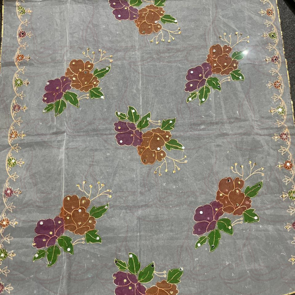 Hand Painted White Duppatta