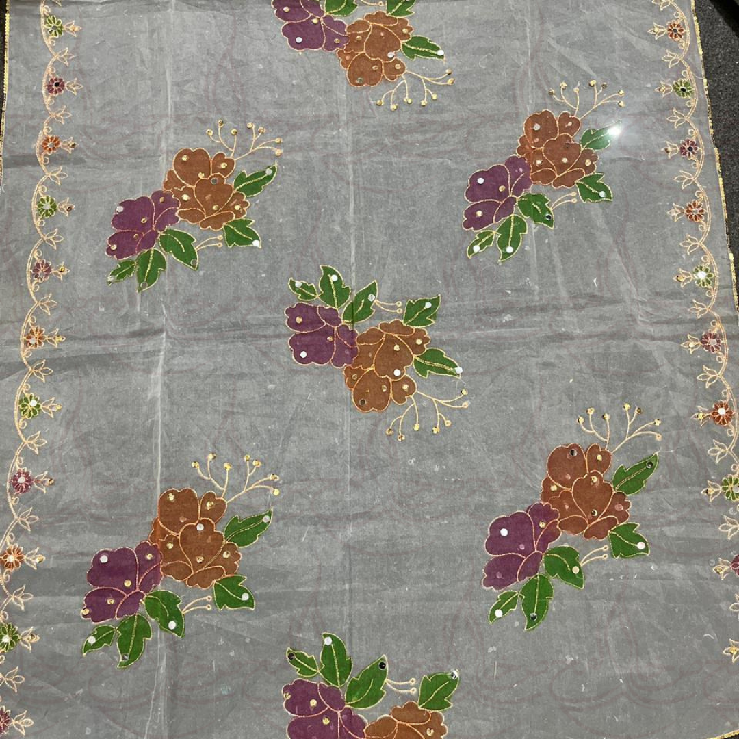 Hand Painted White Duppatta