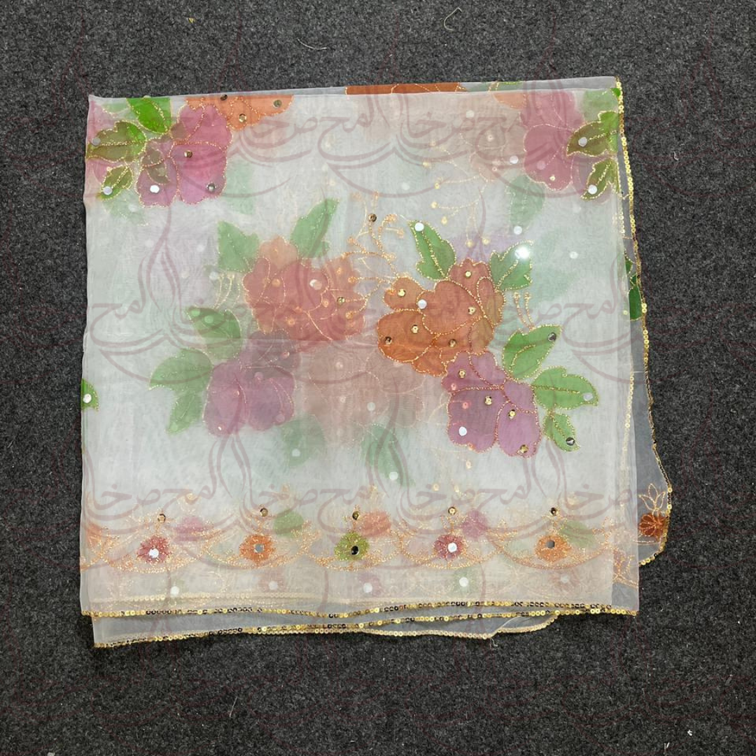 Hand Painted White Duppatta